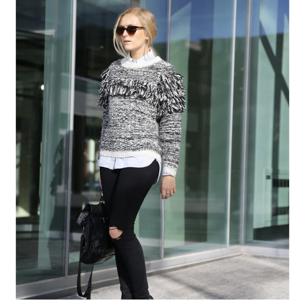 Banana Republic Chunky Wool Knit Fringe Sweater - Picture 3 of 9